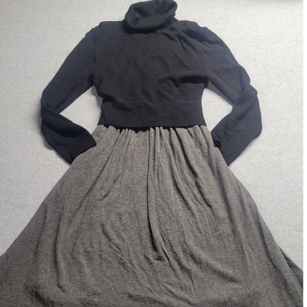 Moth Anthropologie Turtleneck Ballet Sweater Dress Black Grey Knit Long Size XS